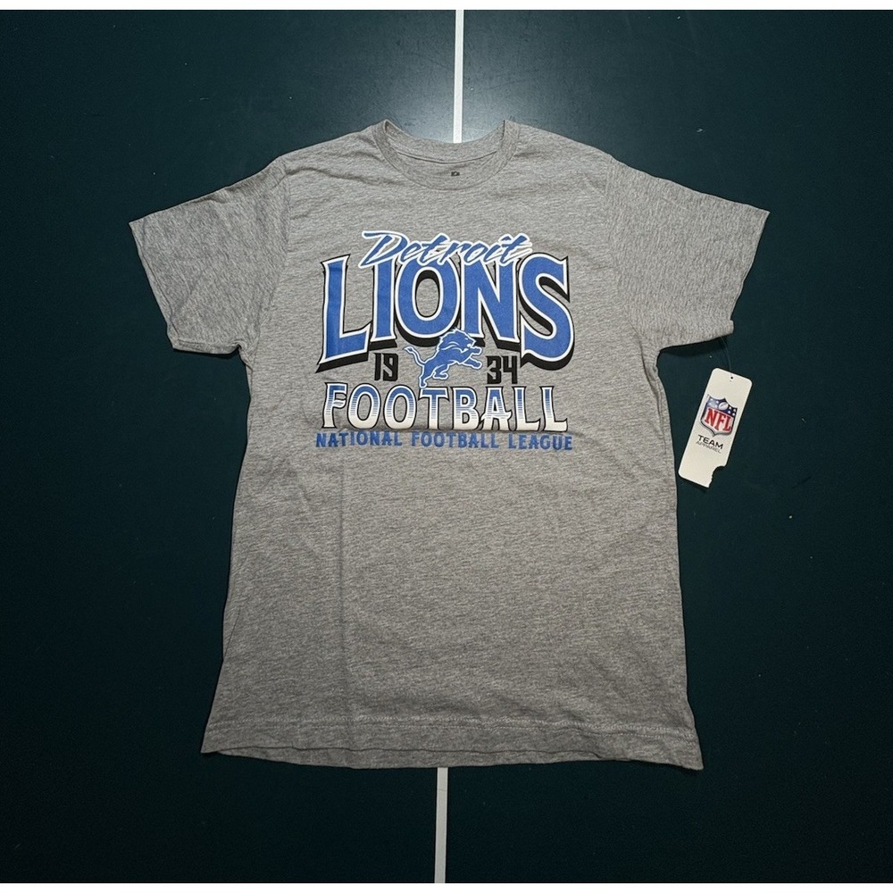 Detroit Lions T Shirt Youth Large Gray Blue NFL Apparel Football Brand New NWT